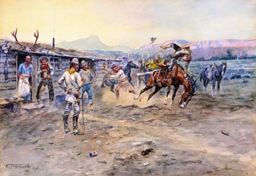 Indiana Cowboy Painting - the tenderfoot 1900 1 Charles Marion Russell Indiana cowboy